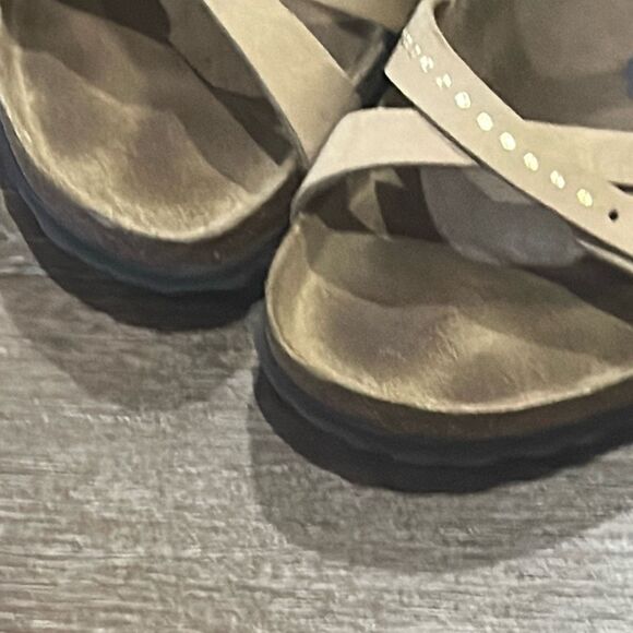 Birkenstock 40 9 tan studded sandals Franca soft footbed - Picture 6 of 12